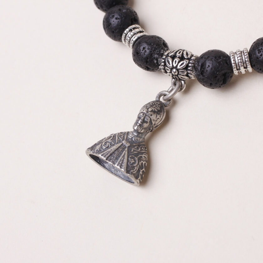 Bracciale in pietra lavica con San Gennaro in Argento - immagine 2