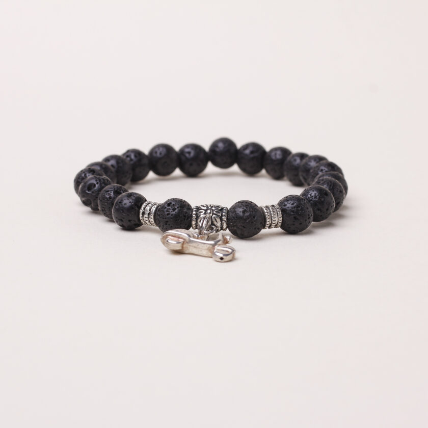 Bracciale in pietra lavica con vespa piaggio in argento