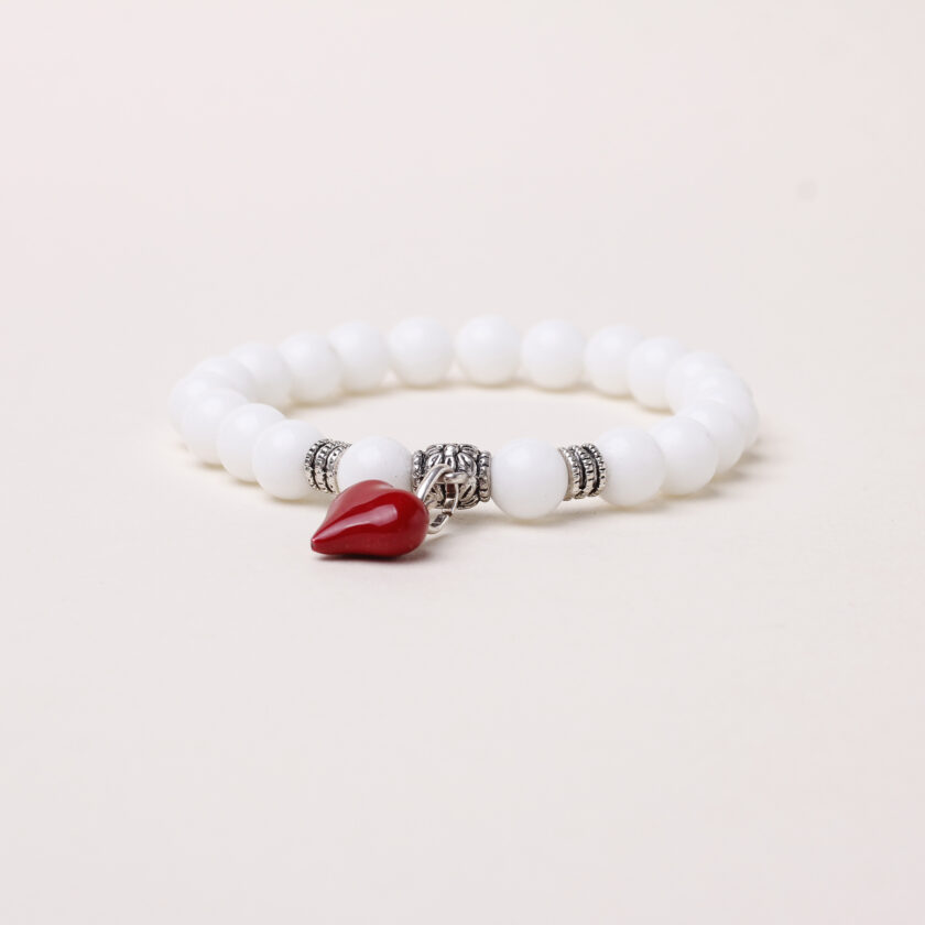 Bracciale in agata bianca con Cuore in argento