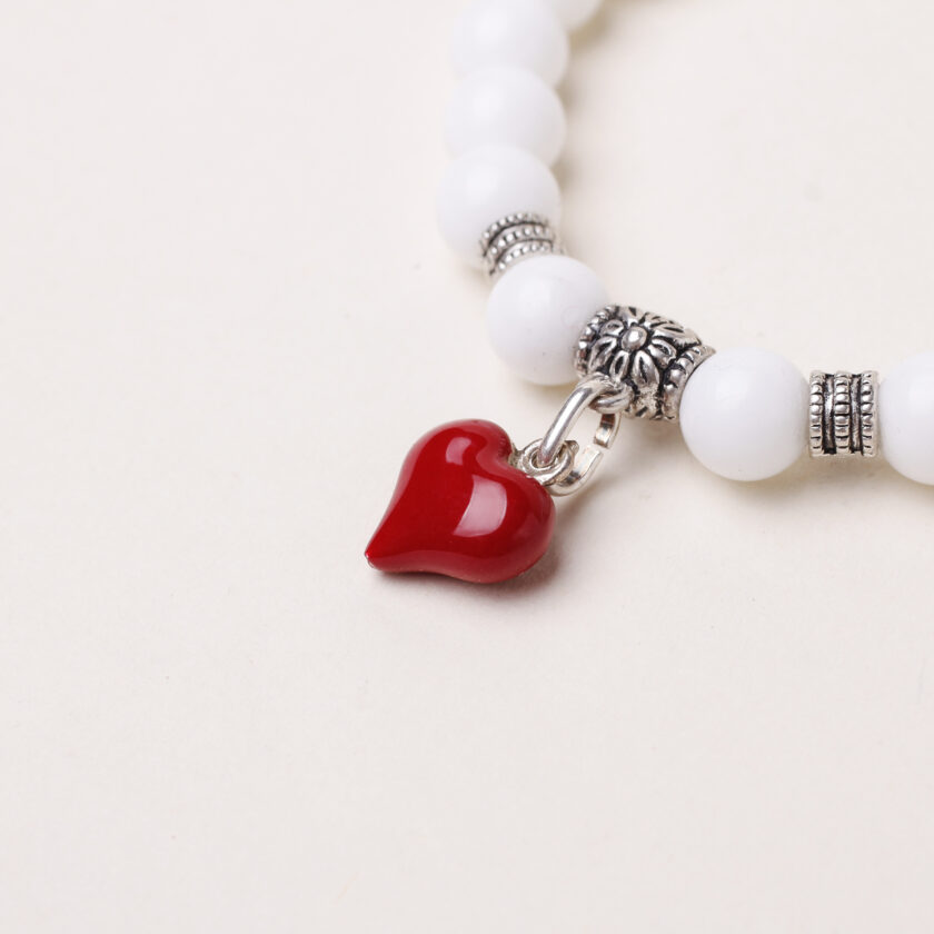 Bracciale in agata bianca con Cuore in argento - immagine 2