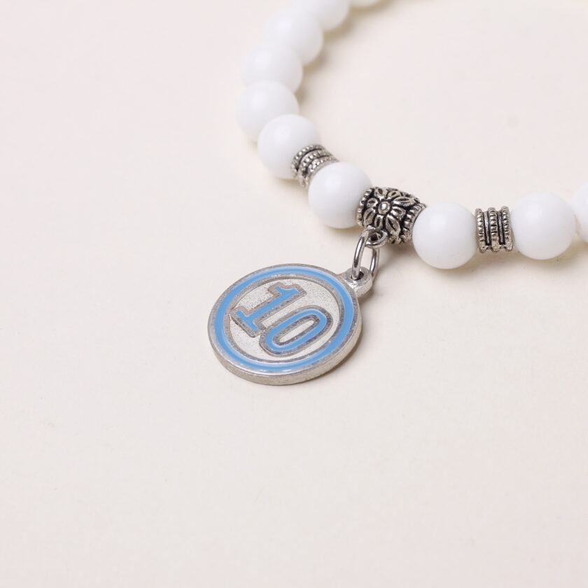 Bracciale in agata bianca con 10 Maradona in argento - immagine 2
