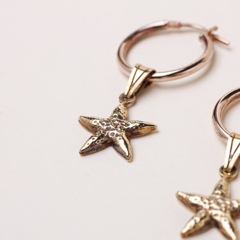 Orecchini stella argento placcato oro - immagine 2