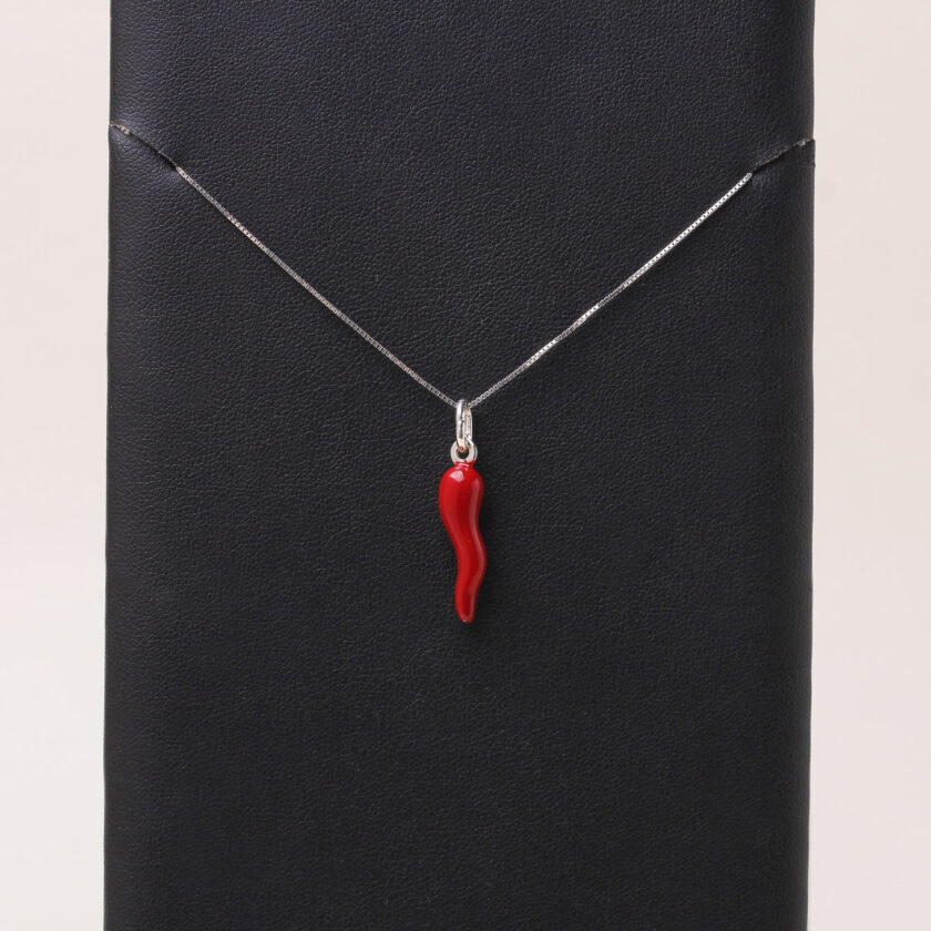 Collana Curniciello Rosso in argento