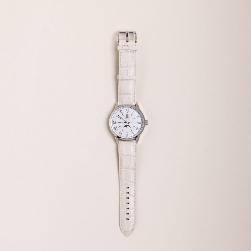 Orologio Argenio Napoli "fase lunare" con cinturino in pelle bianco - immagine 2