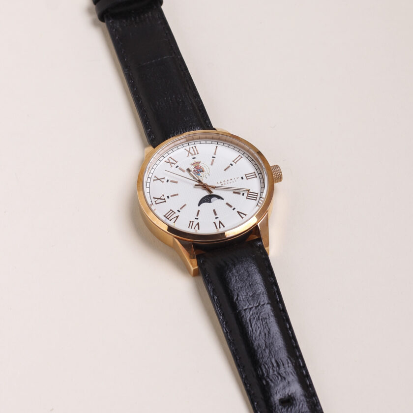 Orologio Argenio Napoli "fase lunare" con cinturino in pelle nero
