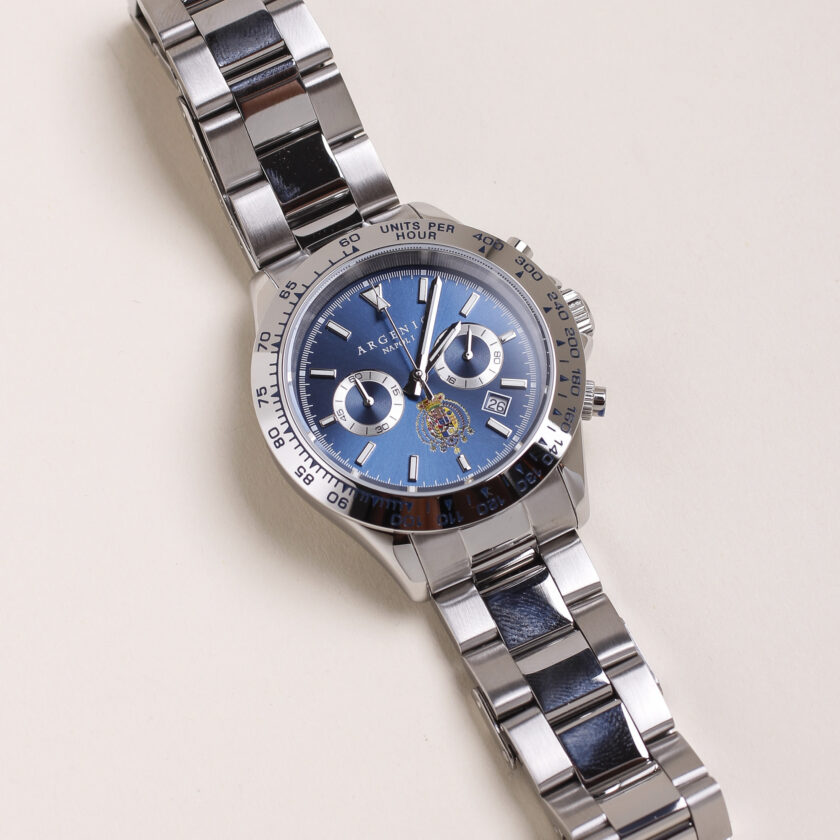 Orologio Argenio Napoli Crono blu Stemma con cinturino in acciaio