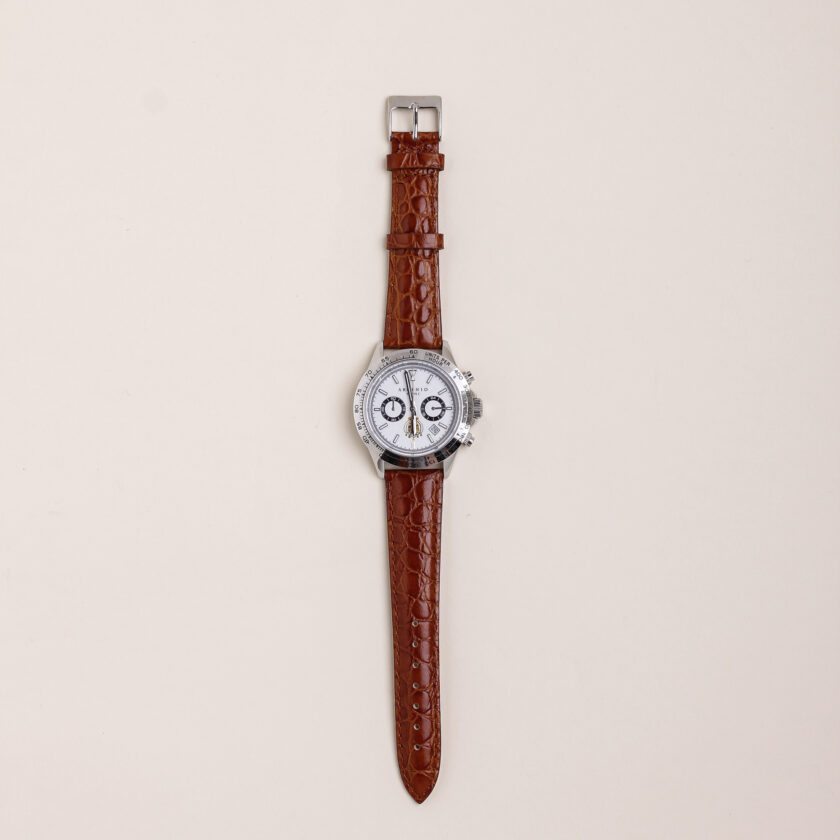 Orologio Argenio Napoli Crono bianco Stemma con cinturino in pelle - immagine 2