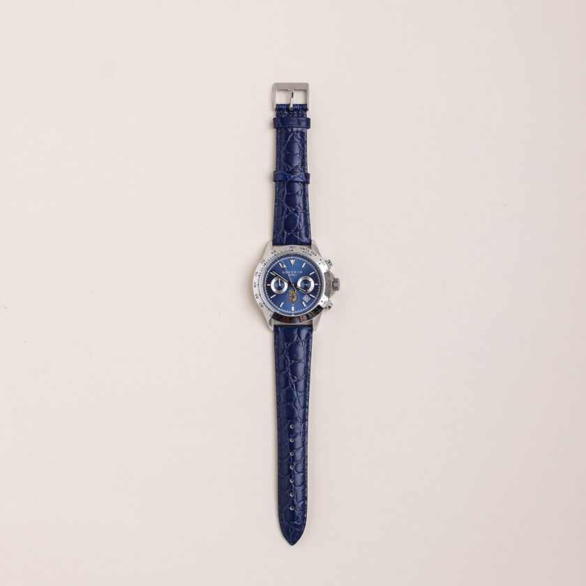 Orologio Argenio Napoli Crono blu Stemma con cinturino in pelle - immagine 2