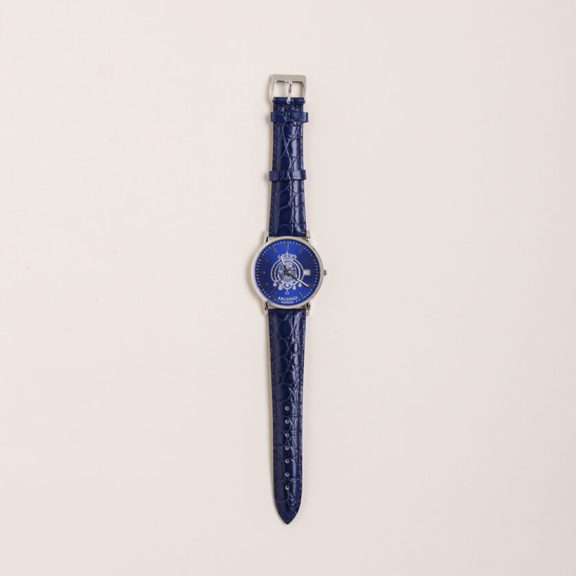 Orologio Argenio Napoli ultrapiatto blu Stemma cinturino in pelle - immagine 2