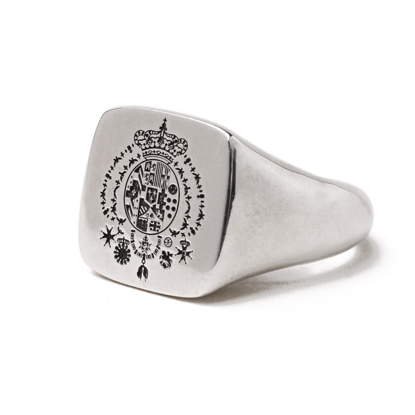 Anello Argenio Napoli Uomo Chevalier Stemma in argento
