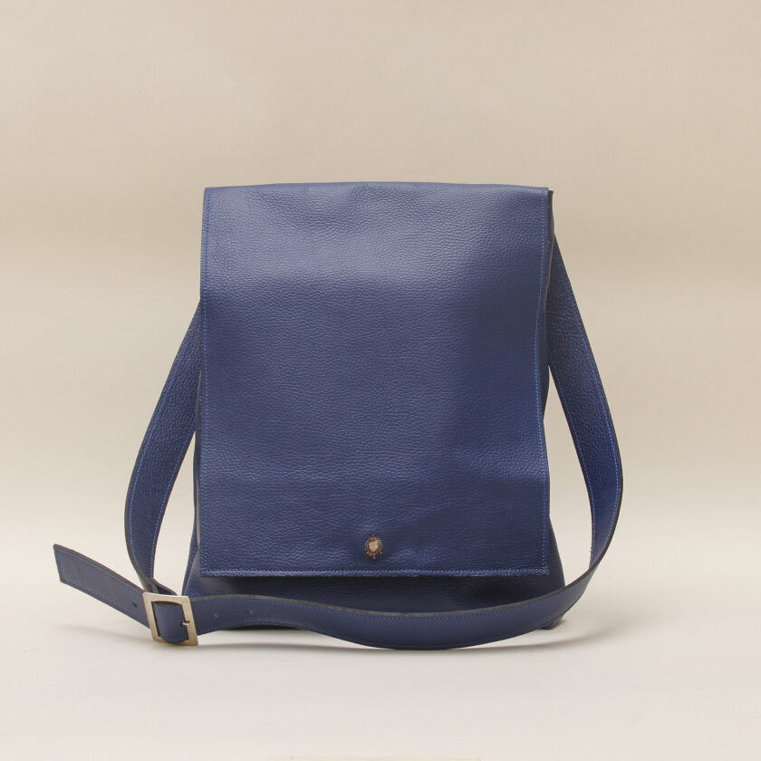 Tracolla grande pelle blu