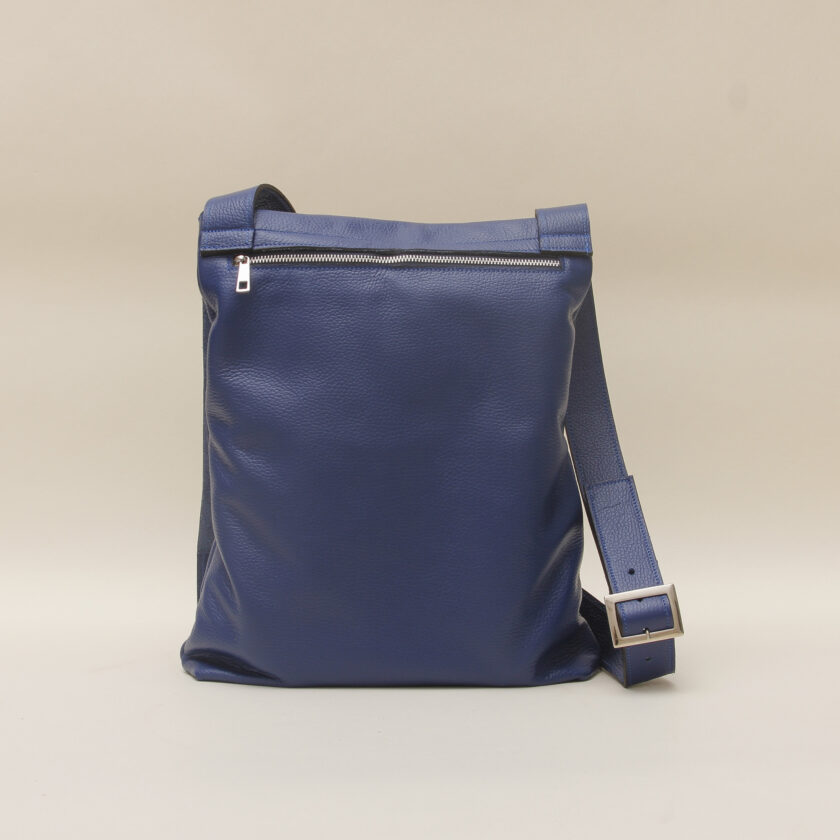 Tracolla grande pelle blu - immagine 2