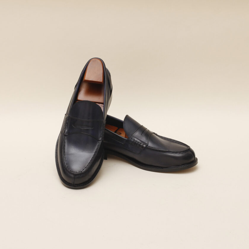 Mocassino pelle blu
