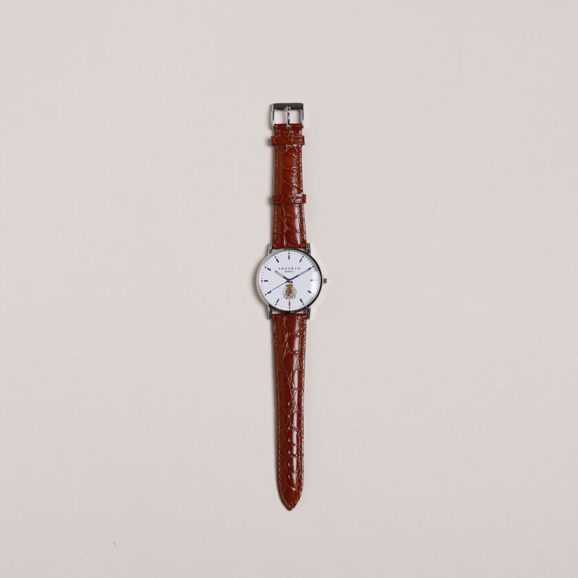 Orologio Argenio Napoli ultrapiatto bianco con stemma Regno delle Due Sicilie cinturino in pelle - immagine 2
