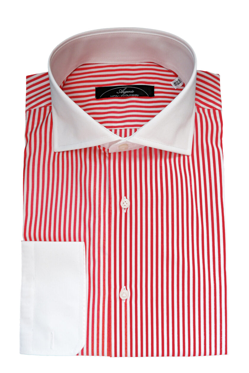 Camicia puro cotone Argenio Napoli righe rosse