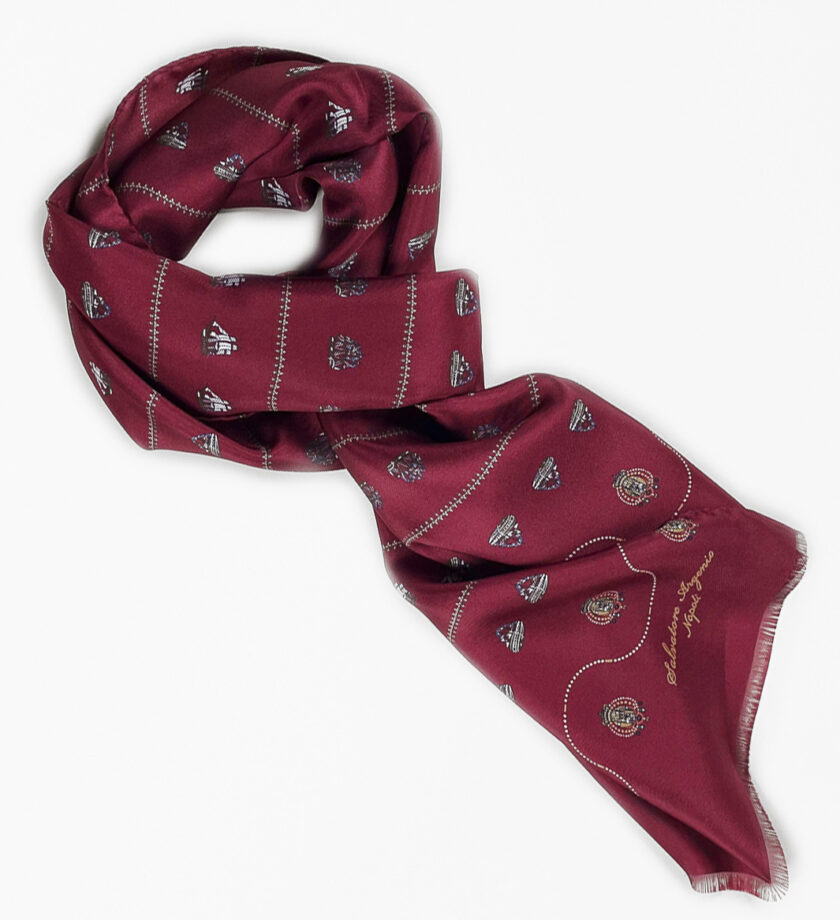 Sciarpa seta bordeaux Argenio Napoli vascelli Real marina Napoletana - immagine 2