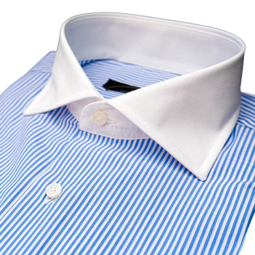 Camicia puro cotone Argenio Napoli righe celesti - immagine 2