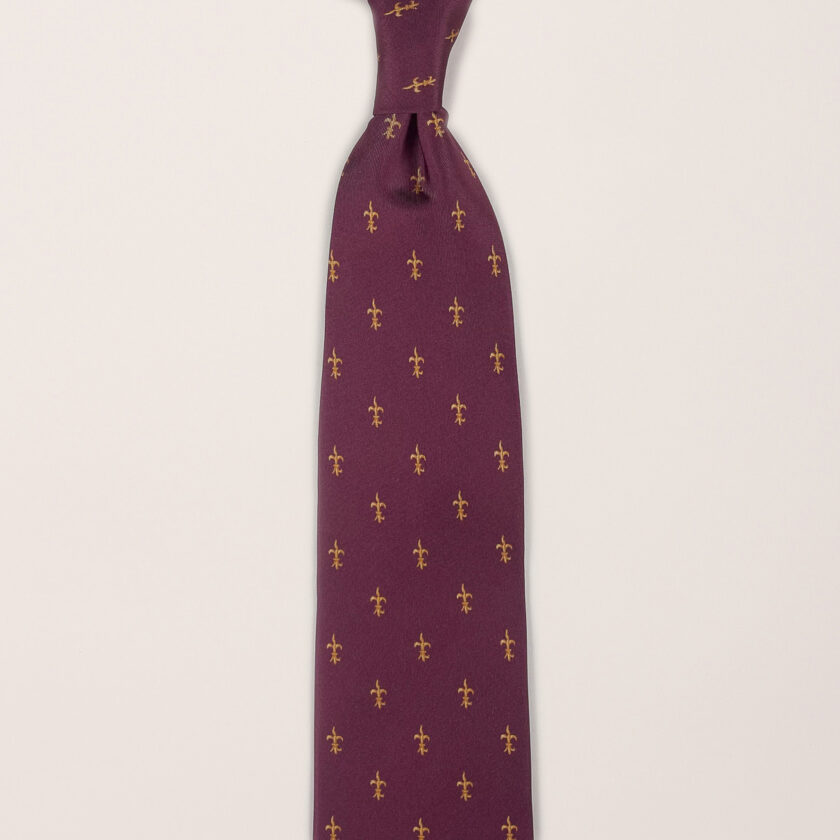 Cravatta seta bordeaux Argenio Napoli gigli oro