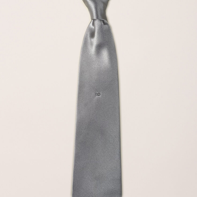 Cravatta preziosa grigio perla Argenio Napoli con diamante e oro
