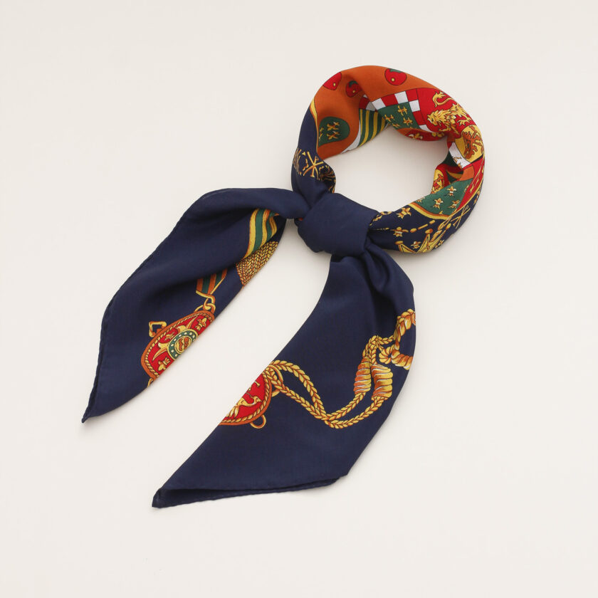 Foulard seta stemma Regno due Sicilie blu - immagine 3