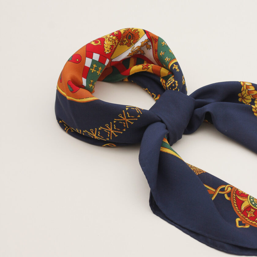 Foulard seta stemma Regno due Sicilie blu - immagine 2