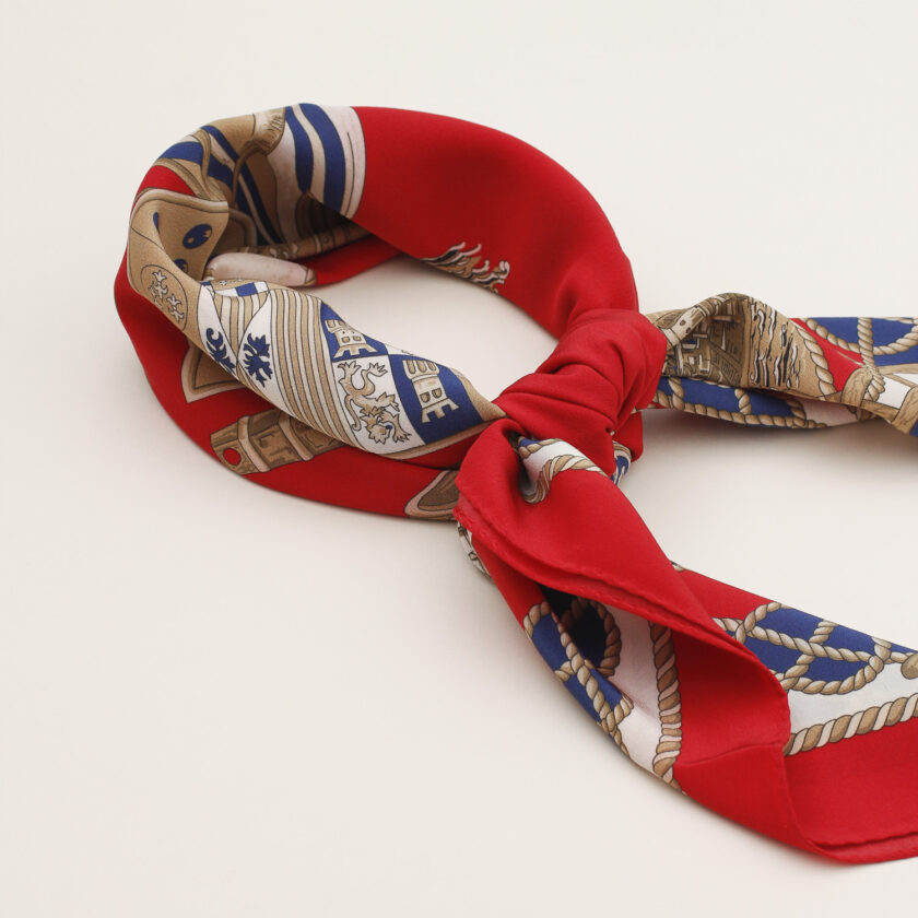 Foulard seta stemma Real marina Napoletana rosso - immagine 2