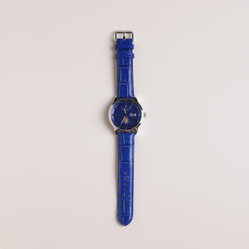 Orologio Argenio Napoli blu stemma Borbone cinturino in pelle - immagine 2