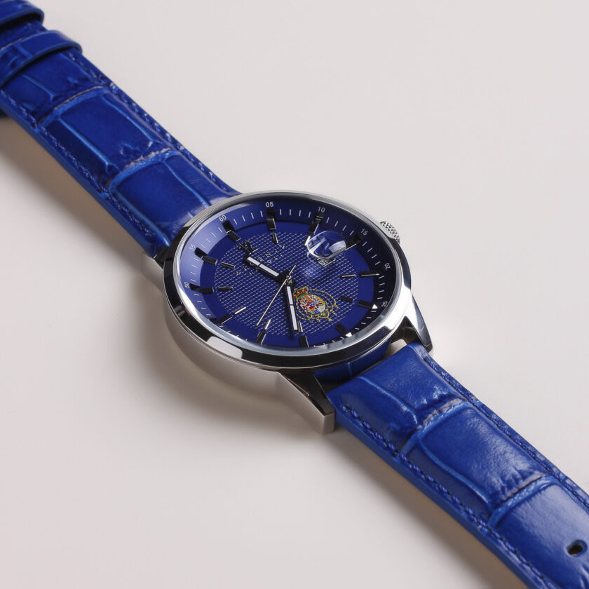Orologio Argenio Napoli blu stemma Borbone cinturino in pelle