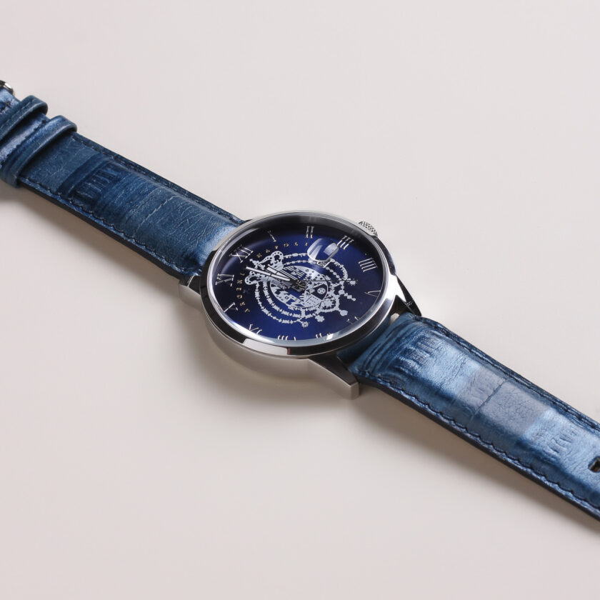 Orologio Argenio Napoli blu stemma Borbone con cinturino in pelle blu