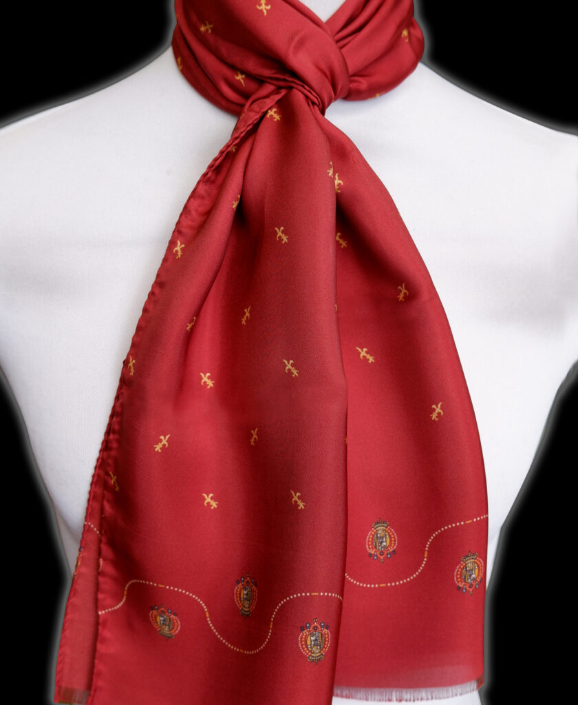 Sciarpa seta bordeaux Argenio Napoli gigli  Borbone
