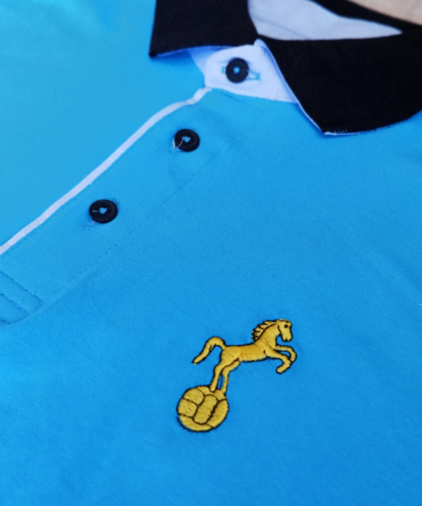 Polo mezza manica puro cotone primo stemma calcio SSC Napoli celeste - immagine 2