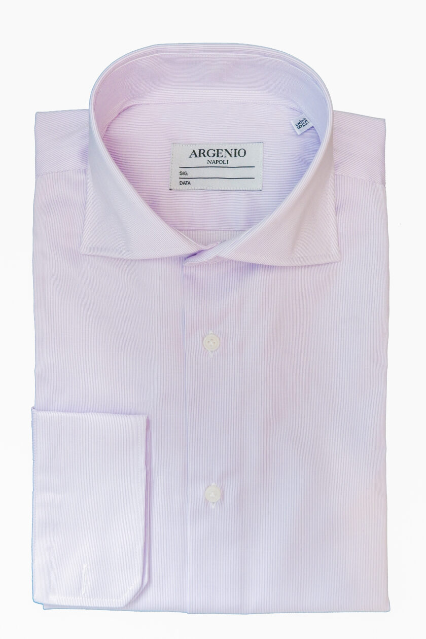Camicia puro cotone Argenio Napoli rigato glicine