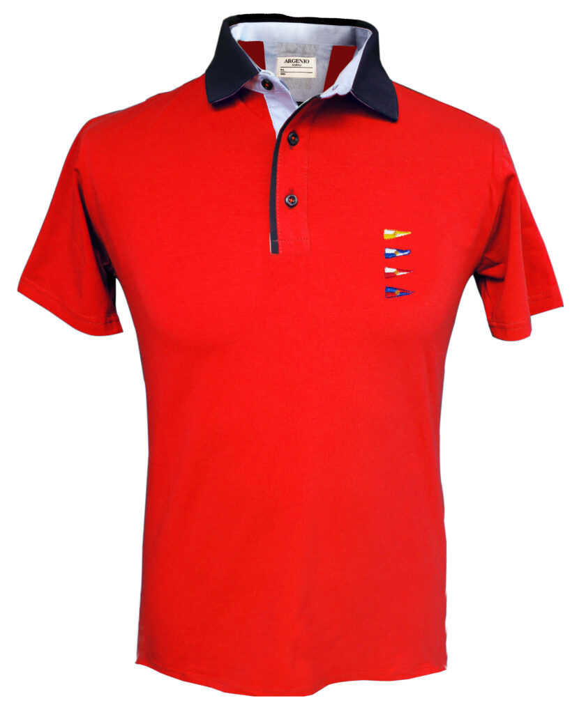 Polo mezza manica puro cotone bandierine nautiche rossa