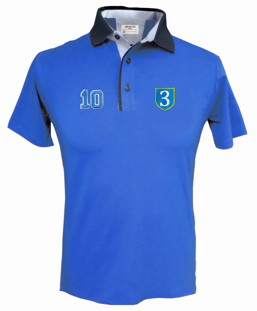 Polo mezza manica puro cotone doppio ricamo bluette