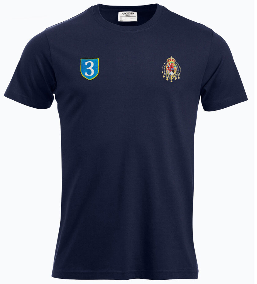 T-shirt mezza manica puro cotone doppio ricamo blu